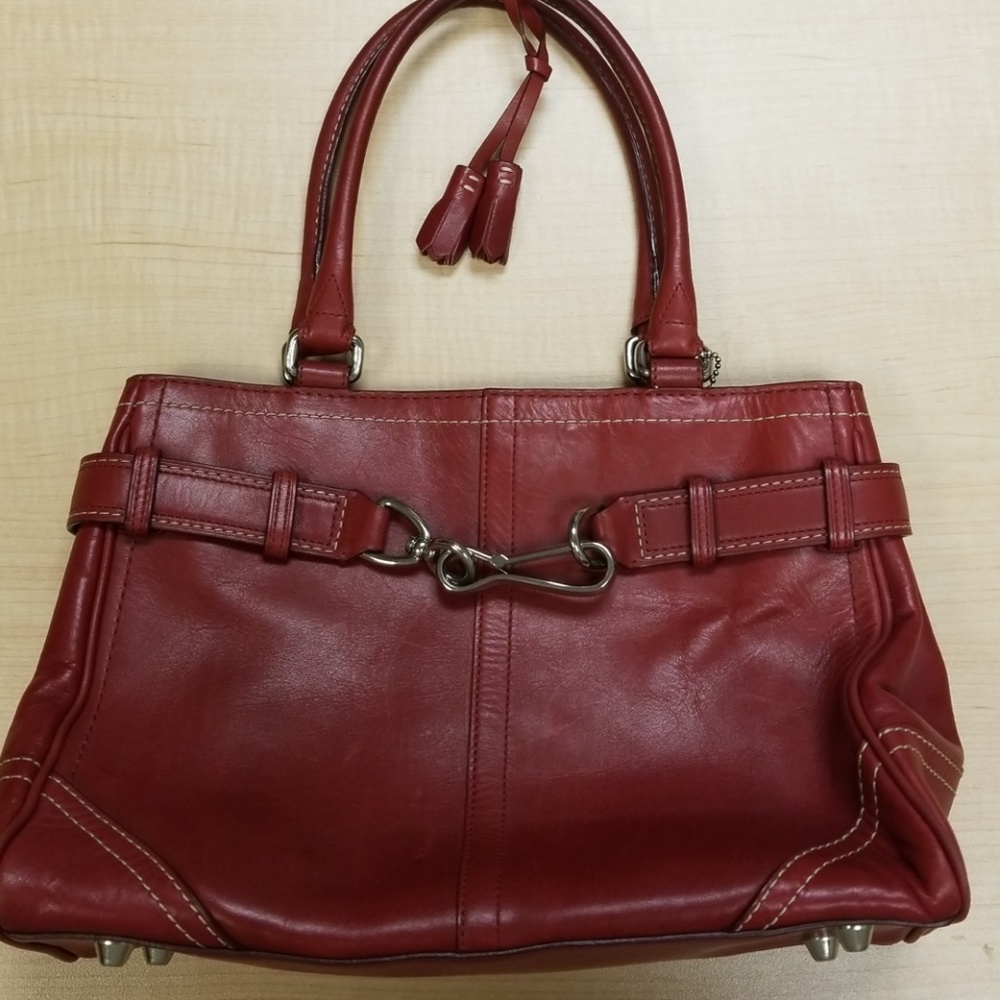 Coach red Hamptons carryall tote